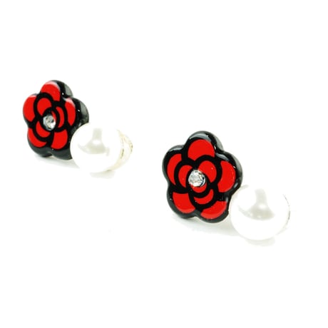 カメリア パール スタッド ピアス かわいい cute レディース アクセサリー：PKM180302