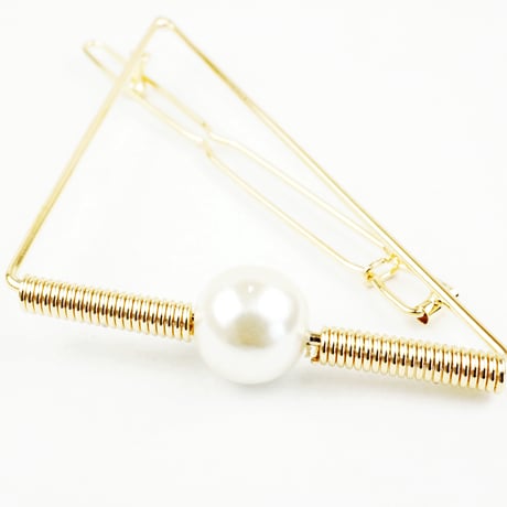 トライアングルクリップ フレームピン 一粒パール ヘアクリップ 髪留め 髪飾り ヘアアクセサリー：HP160601