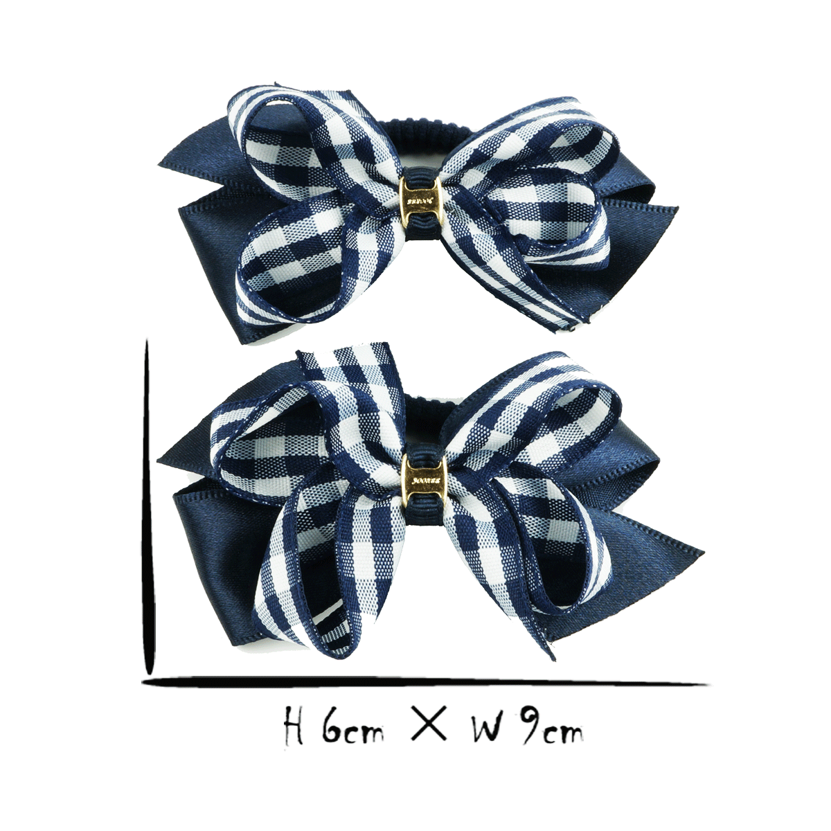 2点セット） チェック柄 リボン ヘアゴム ツインテール キッズ