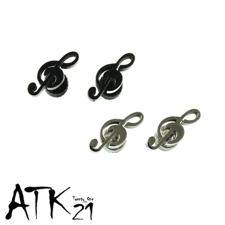 両耳用（2点セット）ト音記号 ボディピアス  軟骨ピアス 16G ステンレス Surgical Steel 316L  メンズ レディース ユニセックス アクセサリー：MPS19110