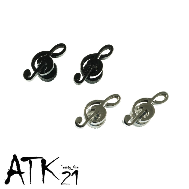 両耳用（2点セット）ト音記号 ボディピアス 軟骨ピアス 16G ステンレス