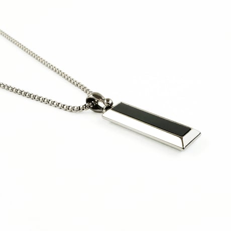 スクエア バー ブラック ホワイト リバーシブル 2way シンプル ネックレス メンズ レディース ユニセックス アクセサリー：MNB160801