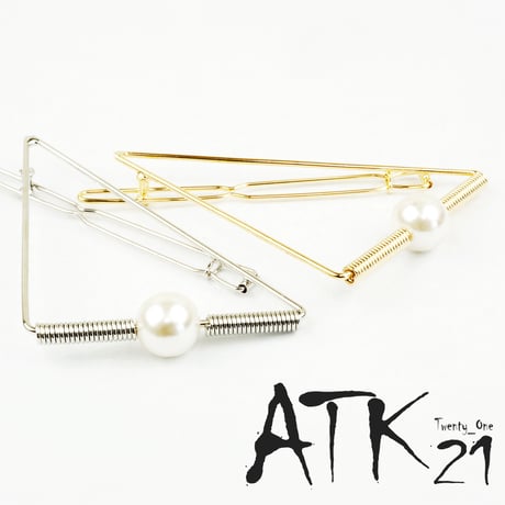 トライアングルクリップ フレームピン 一粒パール ヘアクリップ 髪留め 髪飾り ヘアアクセサリー：HP160601