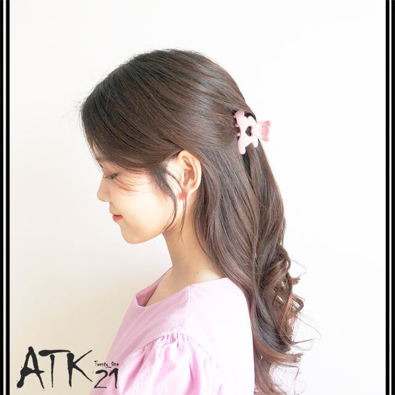 ꫛꫀꪝ【お花付きシンプルくま】ベビーヘアクリップキッズヘア