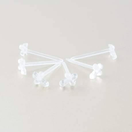(6点セット）クロスモチーフ 十字架 シークレットピアス 透明ピアス 18G ゴムキャッチ アクリル メンズ レディース ユニセックス アクセサリー：SP190103