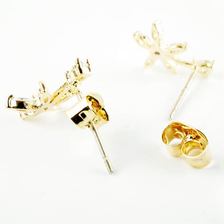 ラインストーン 華奢で豪華な フラワー モチーフ ピアス ジルコニア シルバー ゴールド ピンクゴールド ジュエリー　アクセサリー