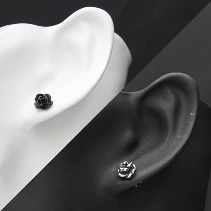 両耳用（2個セット） ローズ 薔薇 スタッド ピアス メンズ レディース