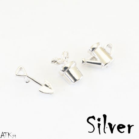 （3点セット）ガーデニング シャベル 植木鉢 ジョウロ アシンメトリー ピアス  遊び心 おもしろ ピアス メンズ レディース ユニセックス アクセサリー：PSS170803