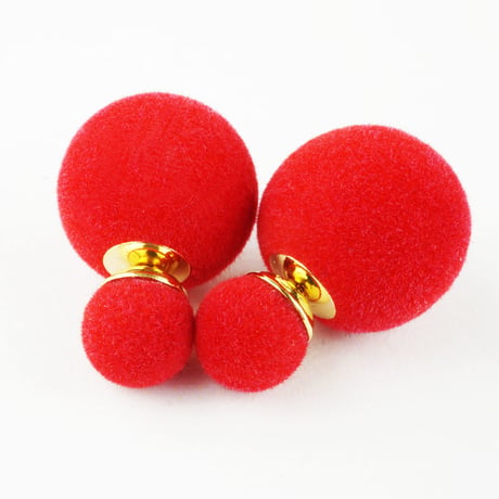 ベロアボール 秋冬コーデ バックキャッチピアス 2way おしゃれ カラーピアス レディース アクセサリー