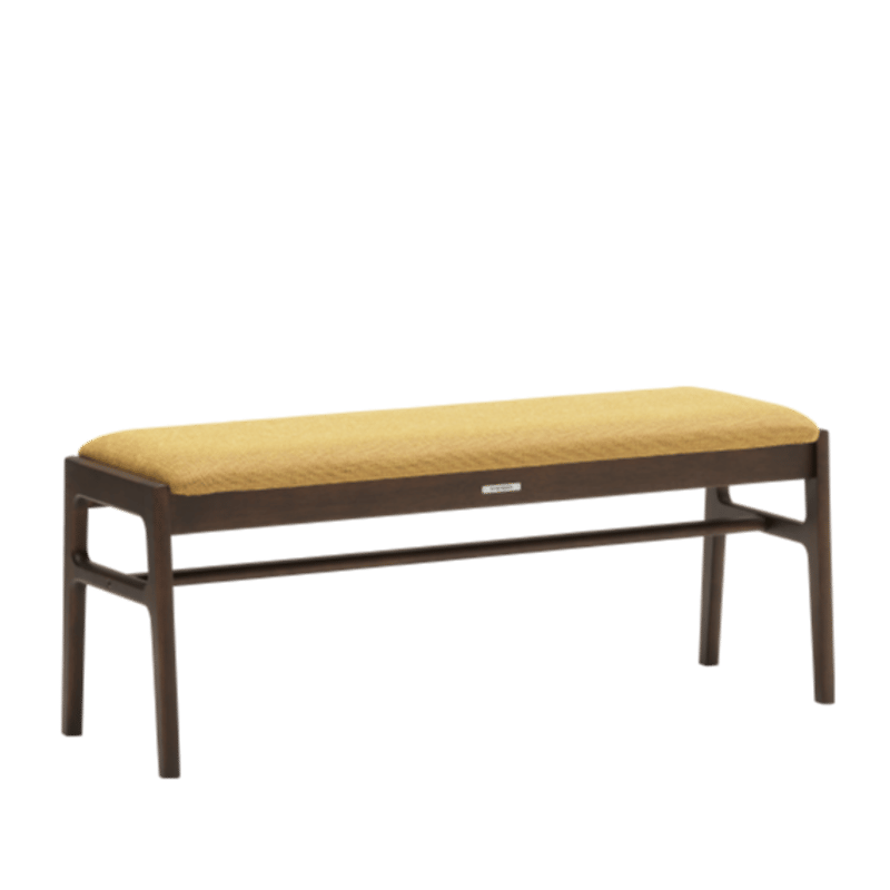 カリモク60 ベンチ マスタードイエロー/ラバートリー：モカブラウン色