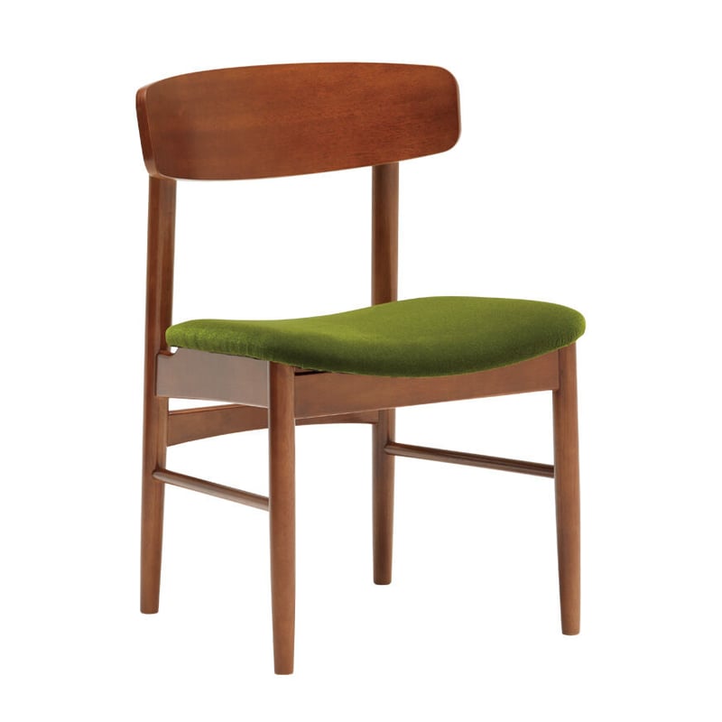 カリモク60 Tチェア モケットグリーン/ラバートリー：ウォールナット色