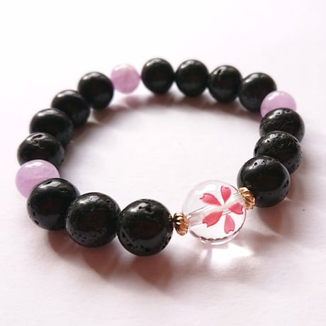 富士山溶岩石 10mm珠のブレス OKABEX謹製 ブレスレット 霊峰 富士溶岩