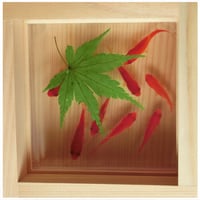 3D金魚 樹脂金魚 ひのきアート 「咲/もみじ/緑」こだわりの純日本製 岐阜県 東濃ひのき 桧 還暦祝い 誕生日 結婚祝い 男性 女性 置物 プリザーブドフラワー 紅葉 モミジ グリーン