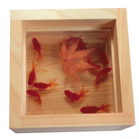 金魚アート 「扇/紅葉」【プレゼント付き】還暦祝い 誕生日 結婚 木工 ギフト 贈り物