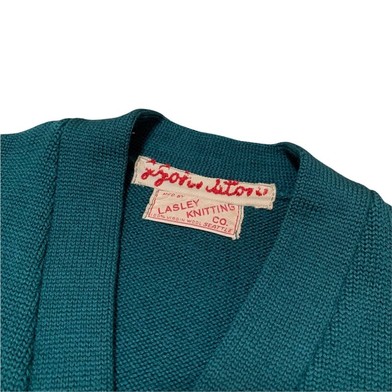 50年代 LASLEY KNITTING ウール レタードカーディガン レディースXS相当 50年代 LASLEY KNITTING ウール レタードカーディガン レディースXS