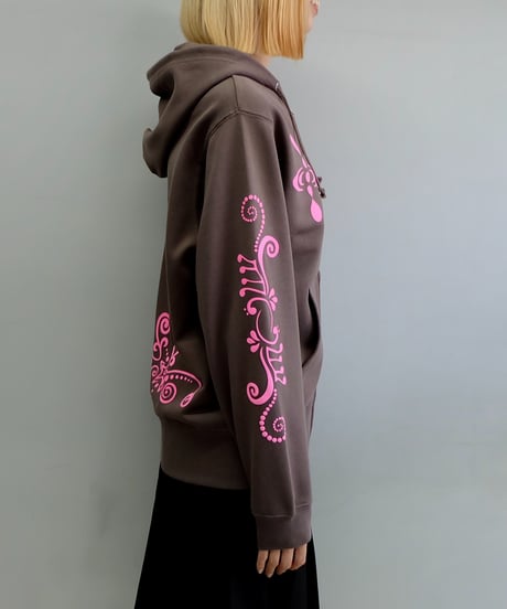 Labyrins   Botanical Hoodie Brown