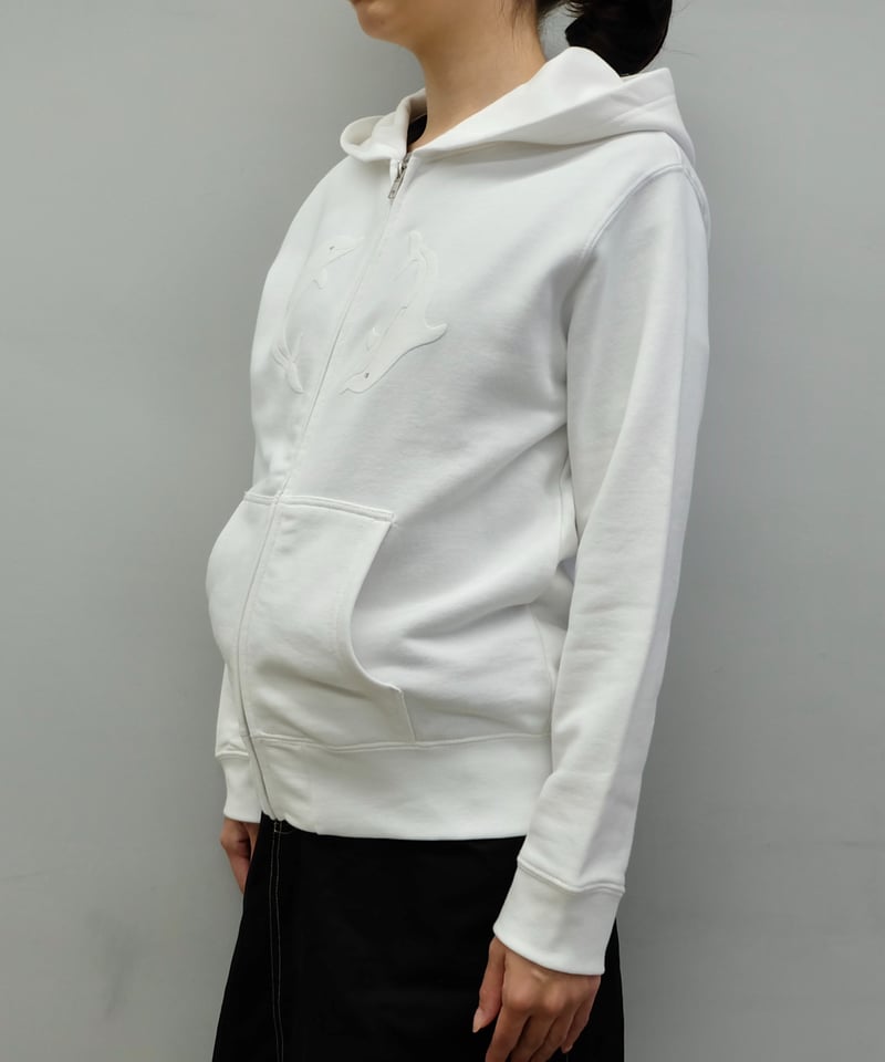 Labyrins Two Dolphins Zip Hoodie White | Shury
