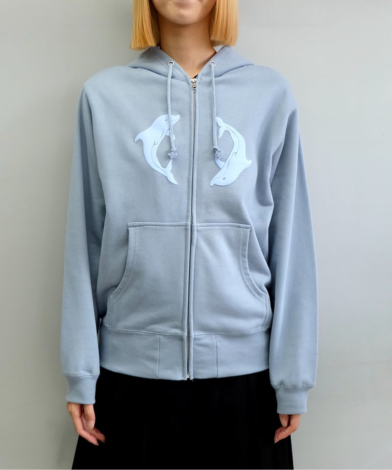 Labyrins Two Dolphins Zip Hoodie Blue | Shury