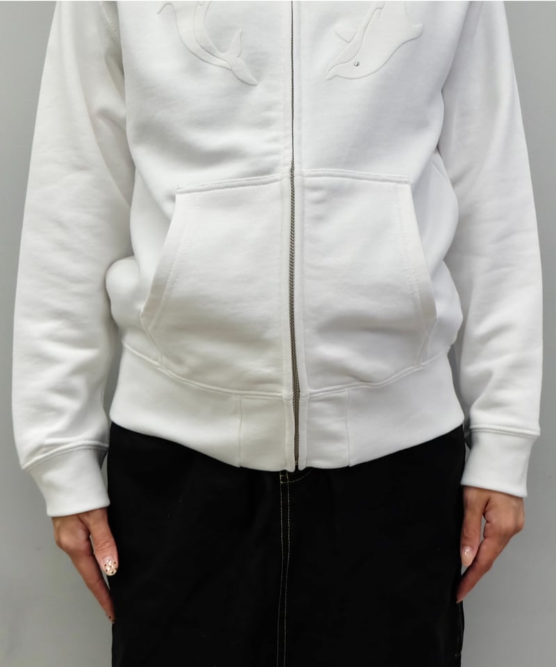 Labyrins Two Dolphins Zip Hoodie White | Shury