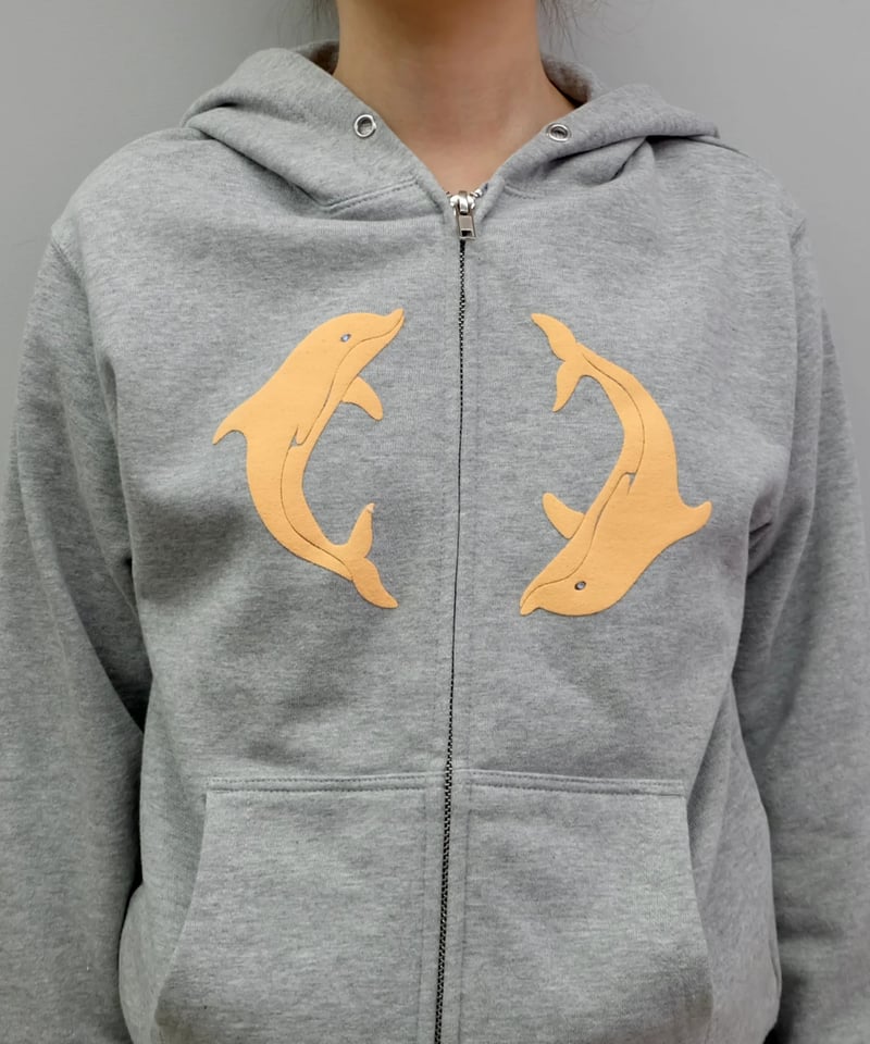 Labyrins Two Dolphins Zip Hoodie Gray | Shury Labyrins Two Dolphins Zip Hoodie Gray | Shury