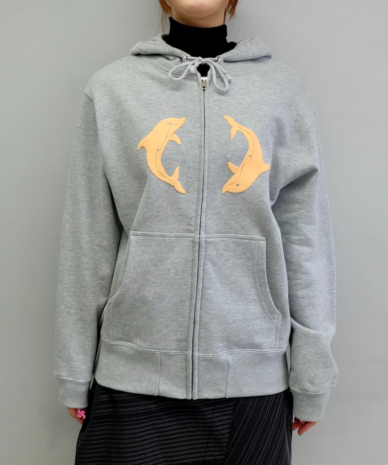 Labyrins Two Dolphins Zip Hoodie Gray | Shury