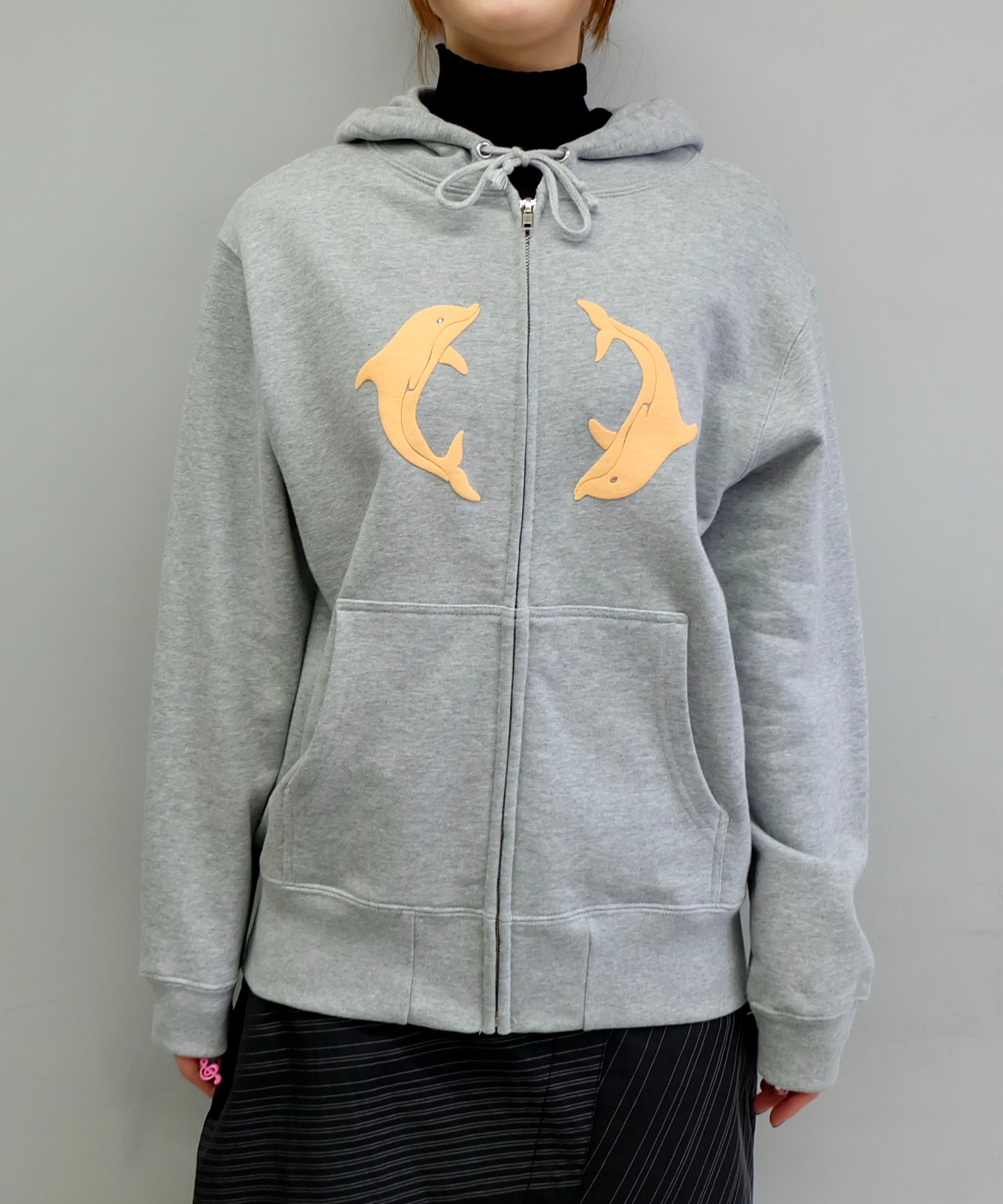Labyrins Two Dolphins Zip Hoodie Gray | Shury