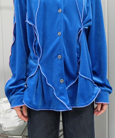 Frill Line Velours Shirt