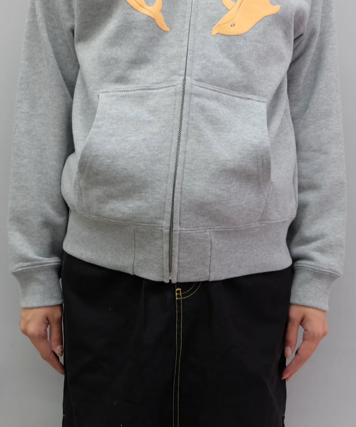 Labyrins Two Dolphins Zip Hoodie Gray | Shury