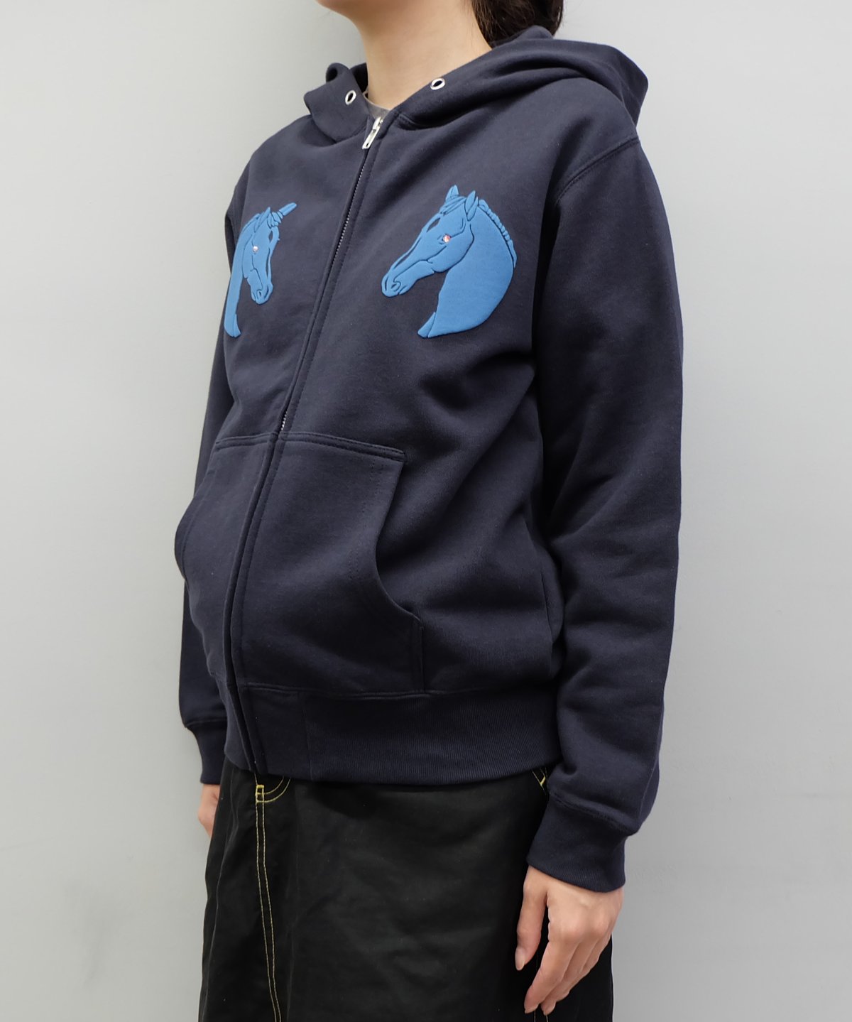 Labyrins Dont Cry Horse Zip Hoodie Navy | Shury Labyrins Dont Cry Horse Zip Hoodie Navy | Shury