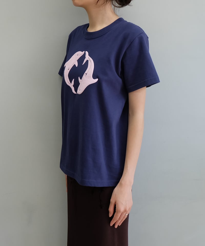 Labyrins Two Dolphins Tshirt Navy | Shury 