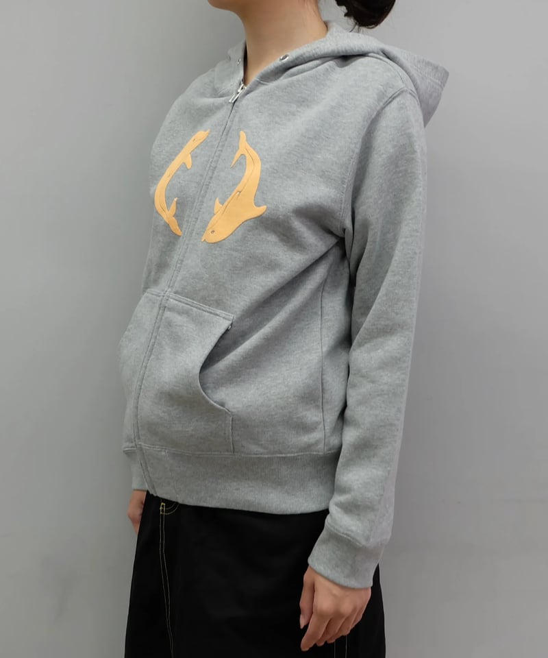 Labyrins Two Dolphins Zip Hoodie Gray | Shury Labyrins Two Dolphins Zip Hoodie Gray | Shury