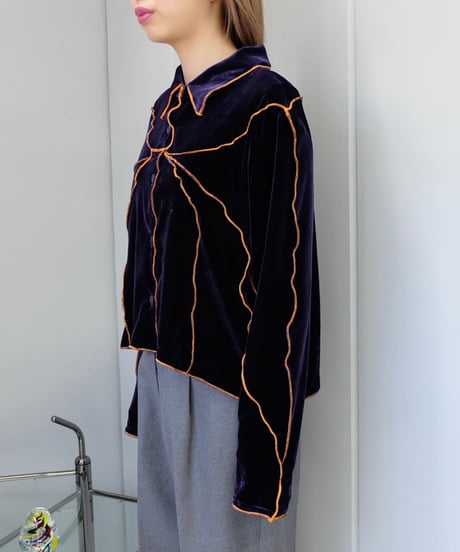 Frill Line Velours Shirt