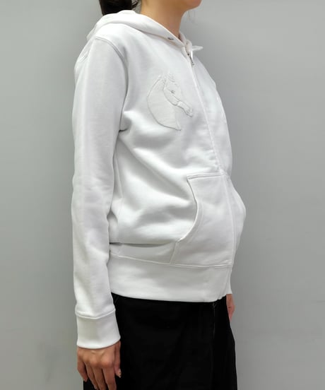Labyrins Dont Cry Horse Zip Hoodie　White