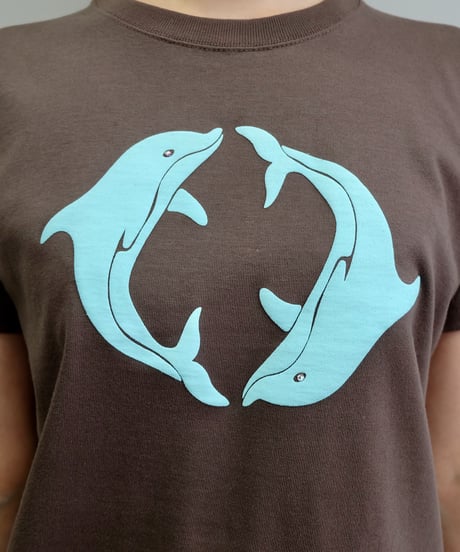 Labyrins  Two Dolphin Tshirt Brown