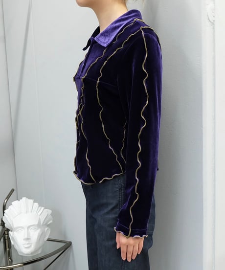 Frill Line Velours Tops