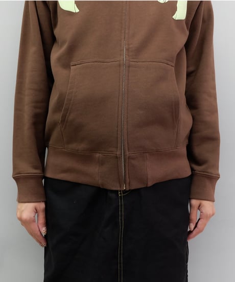 Labyrins Dont Cry Horse Zip Hoodie　Brown