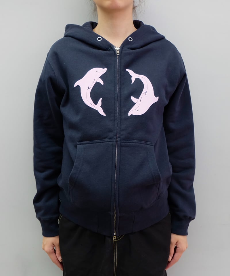 Labyrins Two Dolphins Zip Hoodie Navy | Shury Labyrins Two Dolphins Zip Hoodie Navy | Shury