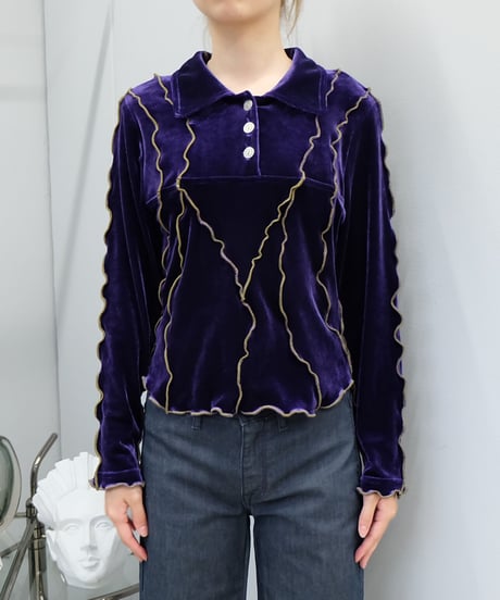 Frill Line Velours Tops