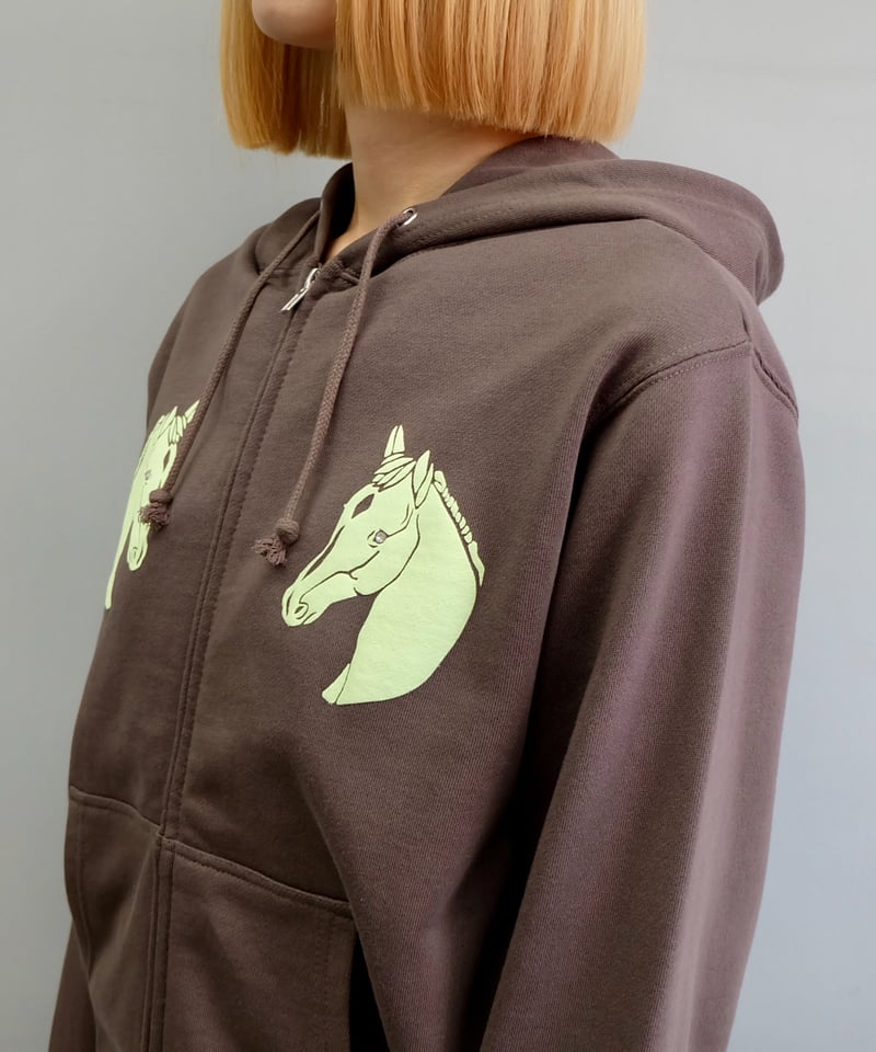 Labyrins Dont Cry Horse Zip Hoodie Brown | Shury