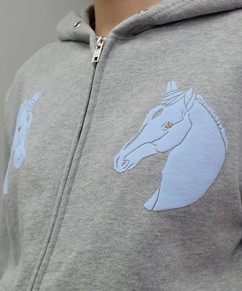 Labyrins Dont Cry Horse Zip Hoodie Gray | Shury Labyrins Dont Cry Horse Zip Hoodie Gray | Shury