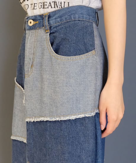 Vintage   Denim Patchwork Skirt