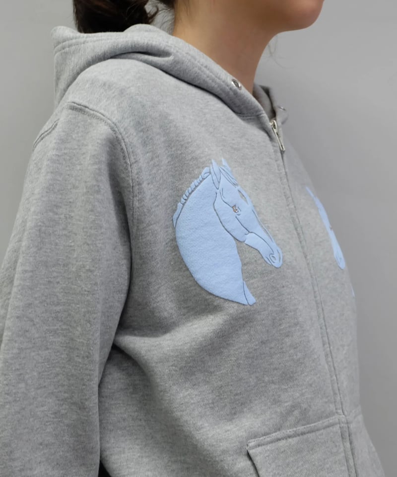 Labyrins Dont Cry Horse Zip Hoodie Gray | Shury