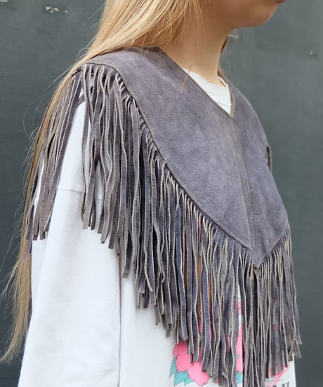 Vintage fringe suede collar