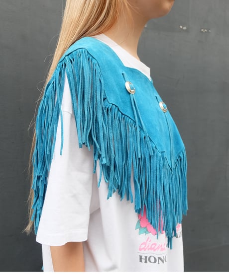 Vintage fringe suede collar