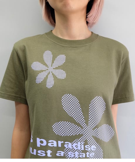 Labyrins   Dot Flower Tshirt    Khaki