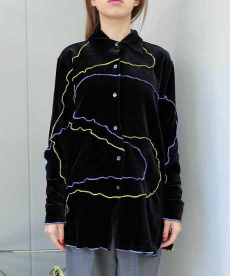 Frill Line Velours Shirt