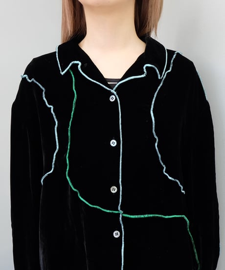 Frill Line Velours Shirt