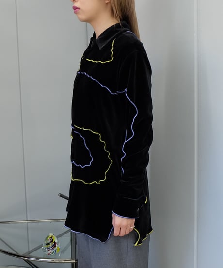 Frill Line Velours Shirt