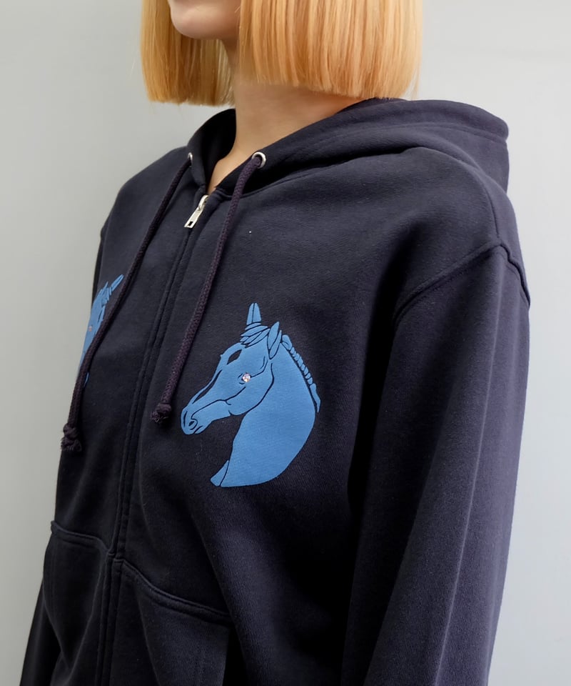 トップス shury labyrins Labyrins Dont Cry Horse Zip Hoodie Navy | Shury