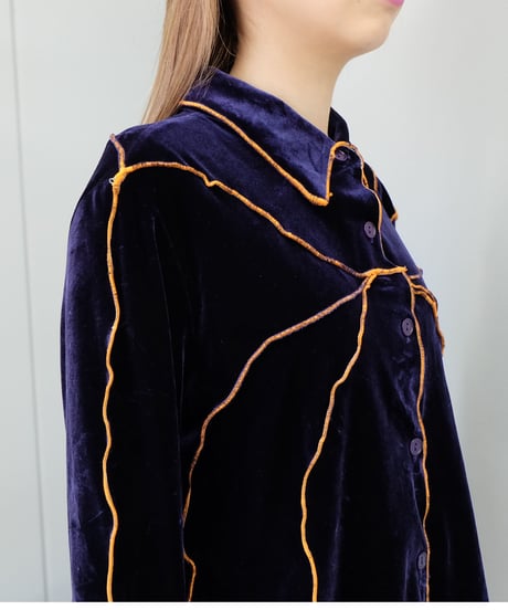 Frill Line Velours Shirt